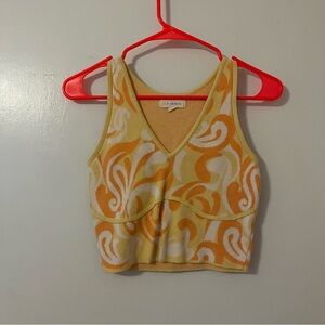 La Hearts Yellow and Orange Swirl Crop Top